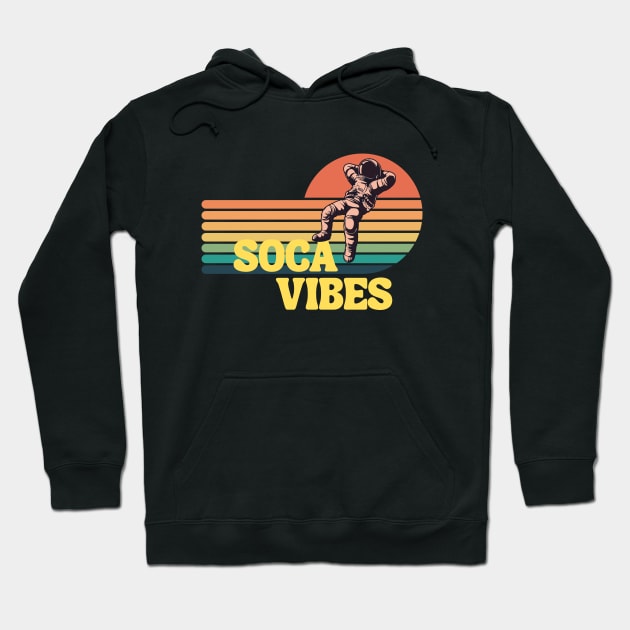 Soca Vibes Astronaut on Black Background Hoodie by FTF DESIGNS